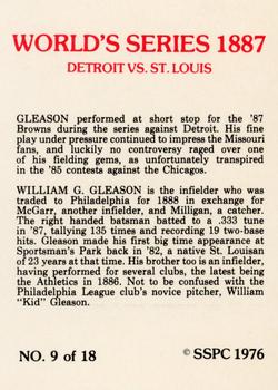 1976 SSPC 1887 World Series #9 Bill Gleason Back