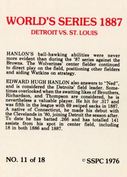 1976 SSPC 1887 World Series #11 Ned Hanlon Back