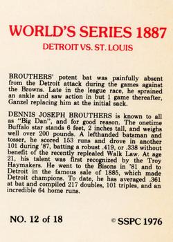 1976 SSPC 1887 World Series #12 Dan Brouthers Back
