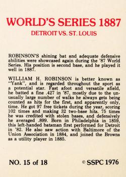 1976 SSPC 1887 World Series #15 Yank Robinson Back