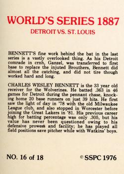 1976 SSPC 1887 World Series #16 Charlie Bennett Back
