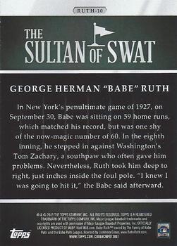 2015 Topps - The Sultan of Swat #RUTH-10 Babe Ruth Back