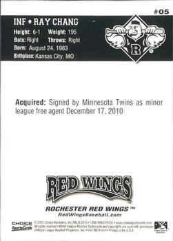 2012 Choice Rochester Red Wings #05 Ray Chang Back