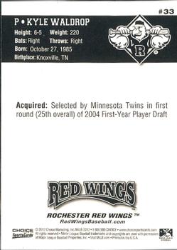 2012 Choice Rochester Red Wings #33 Kyle Waldrop Back