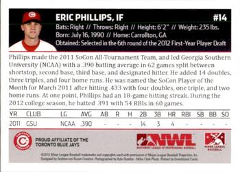 2012 Grandstand Vancouver Canadians #NNO Eric Phillips Back