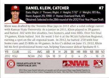 2012 Grandstand Vancouver Canadians #NNO Daniel Klein Back