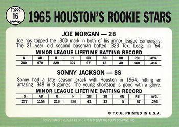 1998 Topps Stars - Rookie Reprints #3 Joe Morgan / Sonny Jackson Back