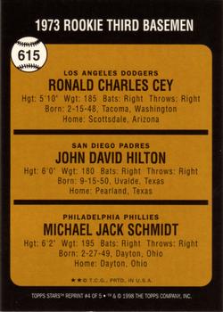 1998 Topps Stars - Rookie Reprints #4 Ron Cey / John Hilton / Mike Schmidt Back