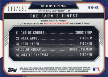 2015 Bowman - The Farm's Finest Minis Blue Shimmer Refractor #FFM-MA Mark Appel Back