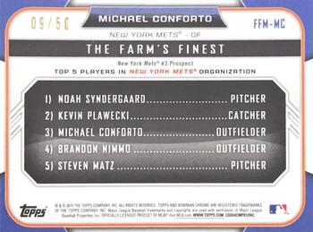 2015 Bowman - The Farm's Finest Minis Gold Shimmer Refractor #FFM-MC Michael Conforto Back