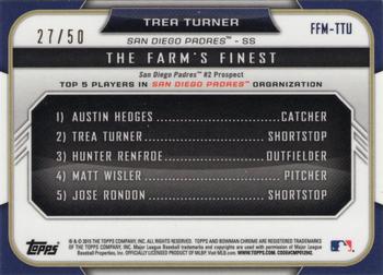 2015 Bowman - The Farm's Finest Minis Gold Shimmer Refractor #FFM-TTU Trea Turner Back