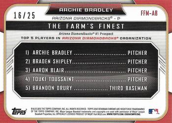 2015 Bowman - The Farm's Finest Minis Orange Shimmer Refractor #FFM-AB Archie Bradley Back