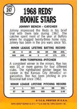 1998 Topps Stars - Rookie Reprints Autographs #1 Johnny Bench Back