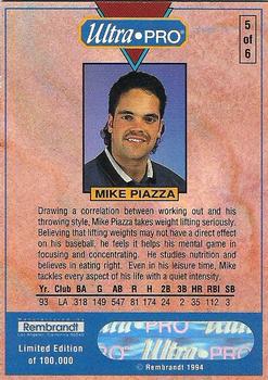 1994 Rembrandt Ultra-Pro Mike Piazza #5 Mike Piazza Back