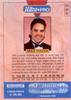 1994 Rembrandt Ultra-Pro Mike Piazza #4 Mike Piazza Back