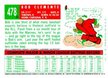 1998 Topps - Roberto Clemente Commemorative Reprints Finest Refractors #5 Bob Clemente Back