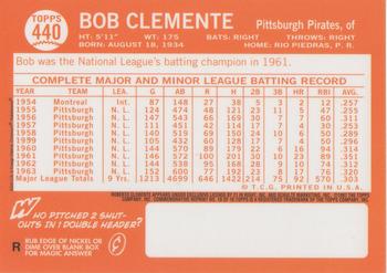 1998 Topps - Roberto Clemente Commemorative Reprints Finest Refractors #10 Bob Clemente Back