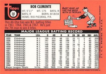 1998 Topps - Roberto Clemente Commemorative Reprints Finest Refractors #15 Bob Clemente Back