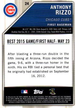2015 Bowman's Best #24 Anthony Rizzo Back