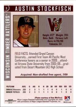 2010 Grandstand Wisconsin Timber Rattlers #NNO Austin Stockfisch Back