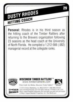 2013 Choice Wisconsin Timber Rattlers #29 Dusty Rhodes Back