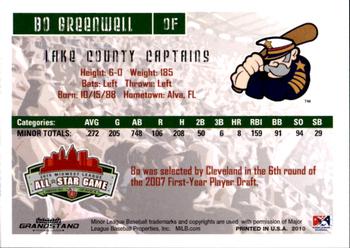 2010 Grandstand Midwest League All-Star Game Eastern Division #NNO Bo Greenwell Back