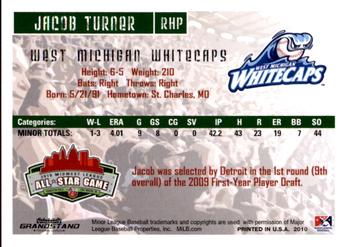 2010 Grandstand Midwest League All-Star Game Eastern Division #NNO Jacob Turner Back