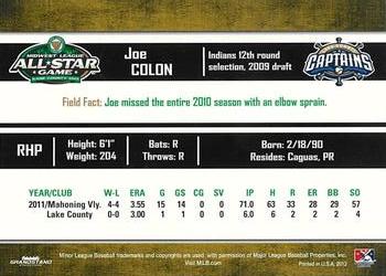 2012 Grandstand Midwest League All-Stars East Division #NNO Joe Colon Back