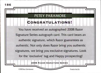 2008 Razor Signature Series - Black #186 Petey Paramore Back