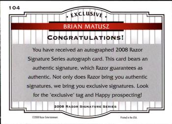 2008 Razor Signature Series - Blue #104 Brian Matusz Back