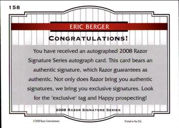 2008 Razor Signature Series - Blue #158 Eric Berger Back