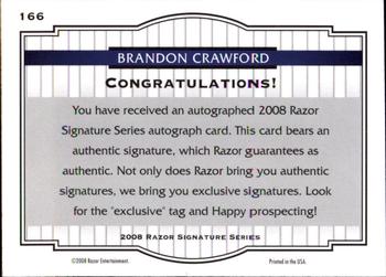 2008 Razor Signature Series - Blue #166 Brandon Crawford Back
