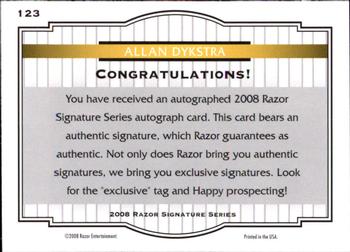 2008 Razor Signature Series - Double Black #123 Allan Dykstra Back