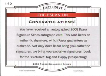 2008 Razor Signature Series - Double Black #140 Che-Hsuan Lin Back