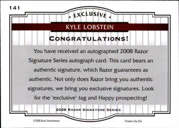 2008 Razor Signature Series - Double Black #141 Kyle Lobstein Back