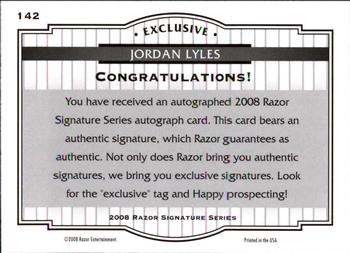 2008 Razor Signature Series - Double Black #142 Jordan Lyles Back
