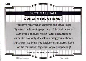 2008 Razor Signature Series - Double Black #143 Brett Marshall Back