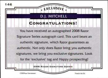 2008 Razor Signature Series - Double Black #146 D.J. Mitchell Back