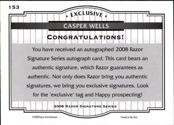 2008 Razor Signature Series - Double Black #153 Casper Wells Back