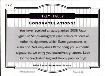 2008 Razor Signature Series - Double Black #177 Trey Haley Back