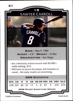 2008 Razor Signature Series - Silver #61 Sawyer Carroll Back