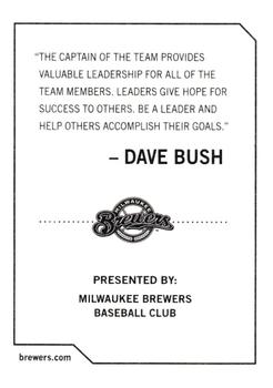 2009 Milwaukee Brewers Police #NNO Dave Bush Back