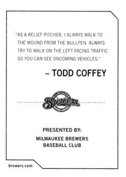 2009 Milwaukee Brewers Police #NNO Todd Coffey Back