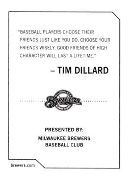 2009 Milwaukee Brewers Police #NNO Tim Dillard Back