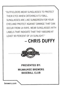 2009 Milwaukee Brewers Police #NNO Chris Duffy Back