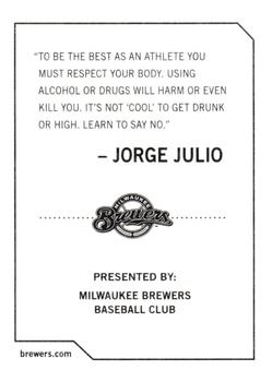 2009 Milwaukee Brewers Police #NNO Jorge Julio Back