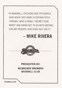 2009 Milwaukee Brewers Police #NNO Mike Rivera Back