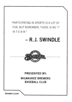 2009 Milwaukee Brewers Police #NNO R.J. Swindle Back