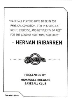2009 Milwaukee Brewers Police #NNO Hernan Iribarren Back