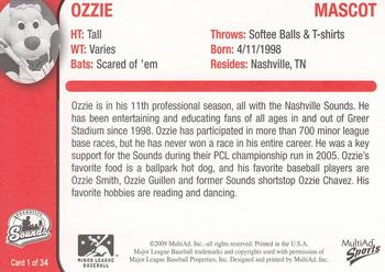 2009 MultiAd Nashville Sounds #1 Ozzie Back